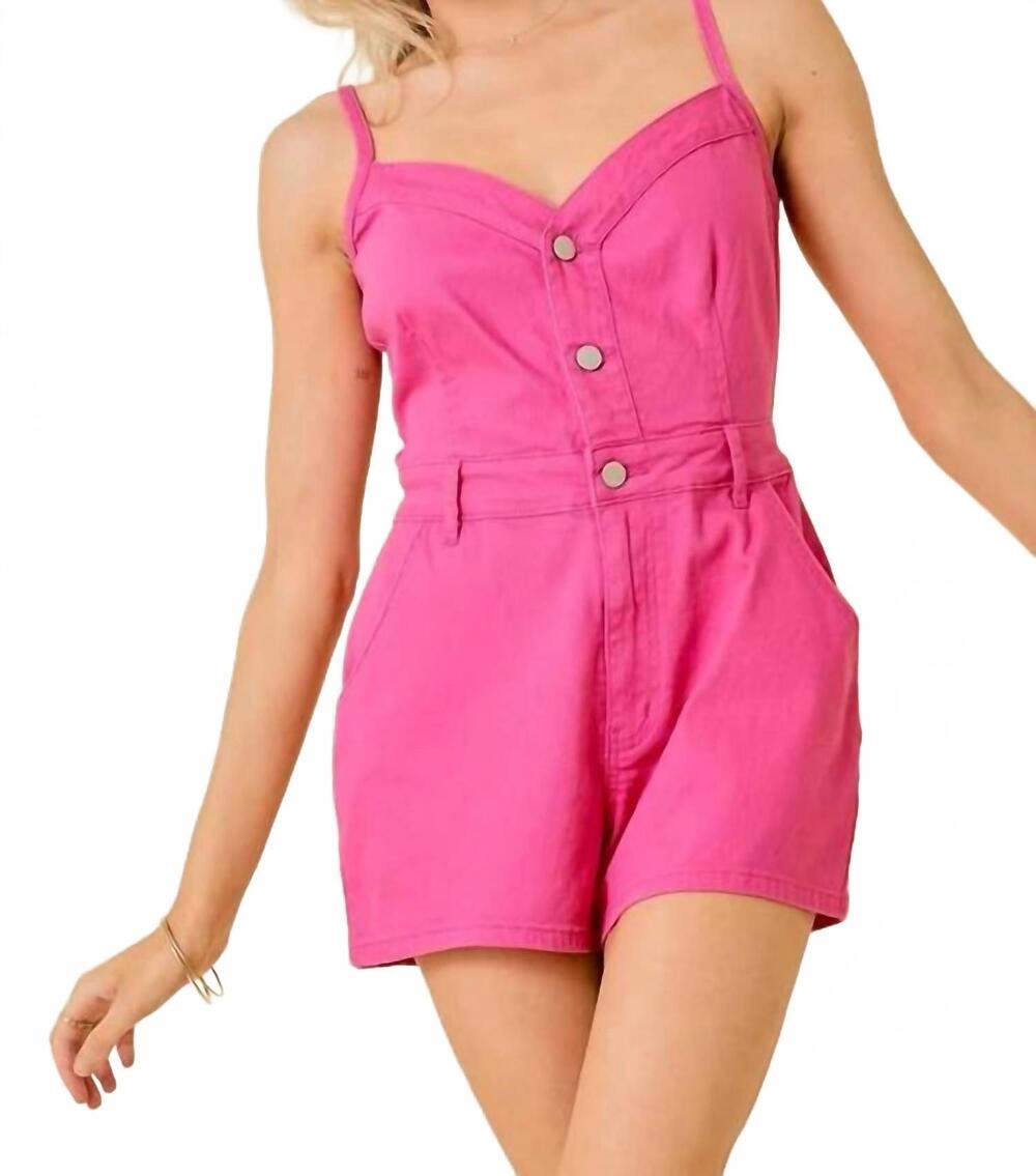 NEW DAY + MOON cami denim romper in light pink